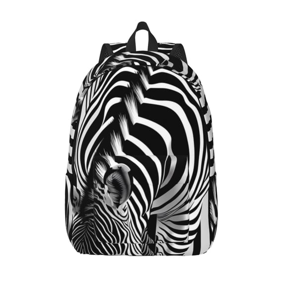 Vsdgher Optical Zebra Illusion Print Canvas Backpack Travel Rucksack Unisex Knapsack 15.7/17.7Inch Laptop Backpack for Work,College -Medium
