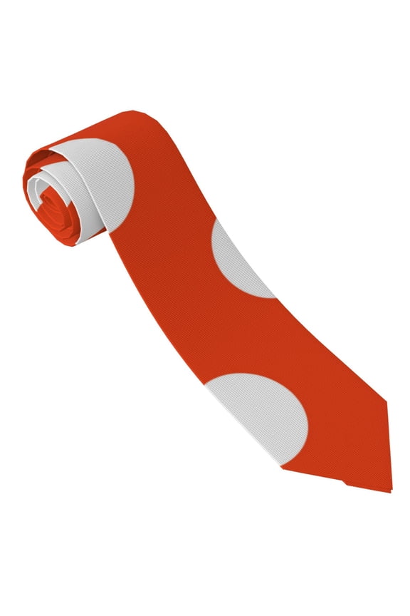 Orange And White Polka Dot1 Print Ties for Men 4.7" Formal Necktie Wedding Accessory Men's Business Ties for Wedding Bussiness Work