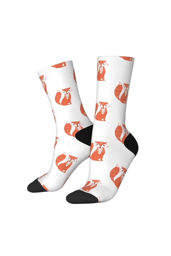 Orange Fox Crew Socks for Men & Women, Breathable Casual Athletic Ankle Socks