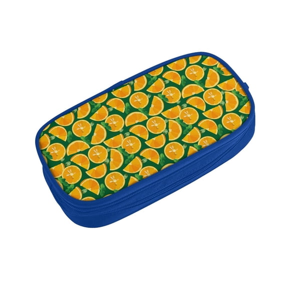 Vsdgher Orange Lemon Print Large Capacity Pencil Case Pouch with Zipper, Portable Aesthetic Big Capacity Pencil Cases Pen Office Travel Stationery Bag