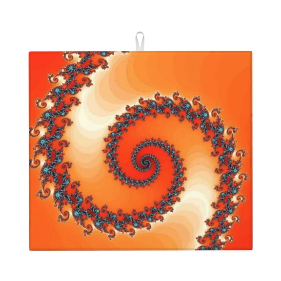Vsdgher Orange Rotating Print Dish Drying Mat, Kitchen Counter Mat, Dish Drying Pad for Dishes, Utensils, Pots and Pans,16" x 18"