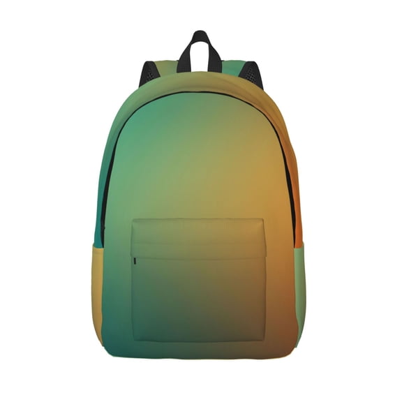 Vsdgher Orange To Teal Gradient Print Canvas Backpack Travel Rucksack Unisex Knapsack 15.7/17.7Inch Laptop Backpack for Work,College -Small