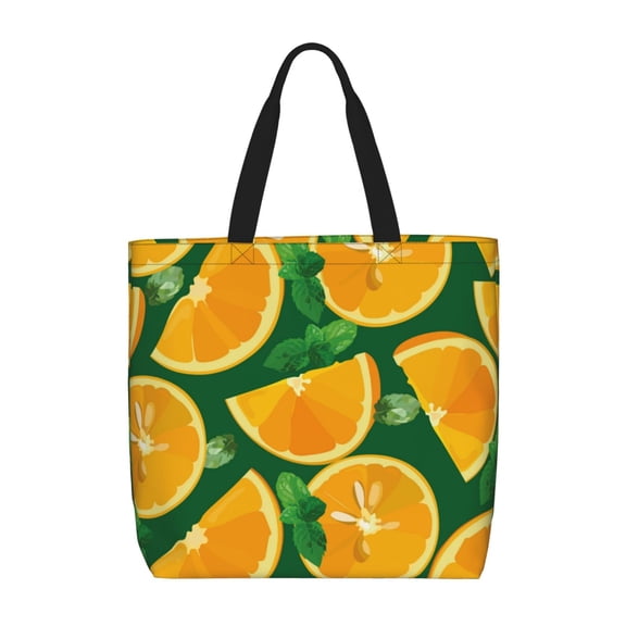 Vsdgher Orange print Tote Bag for Women Shoulder Bag with Zipper Large Shoulder Bag Handle Handbag Portable Washable for Travel, Work