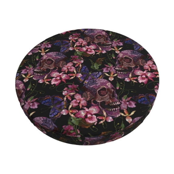 Vsdgher Orchids Flowers Print Stool Covers Round,Stretch Round Stool Covers Washable Stool Cushion Slipcover Elastic Chair Covers for 12-14 Inch Chair