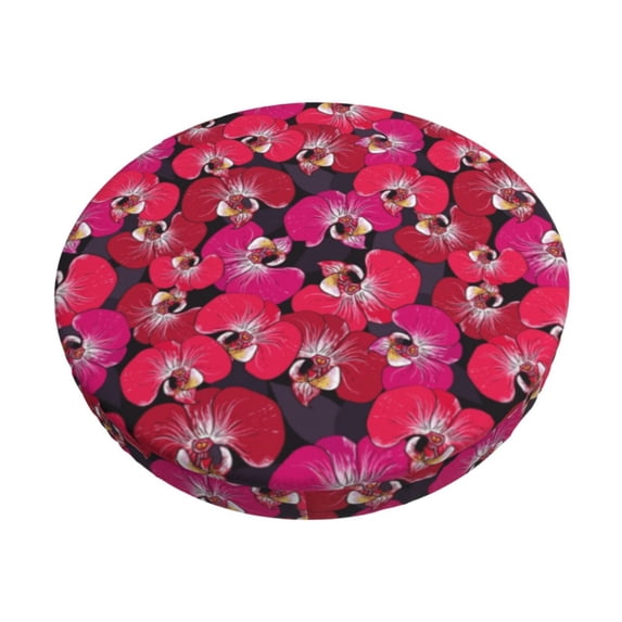 Vsdgher Orchids Flowers Print Stool Covers Round,Stretch Round Stool Covers Washable Stool Cushion Slipcover Elastic Chair Covers for 12-14 Inch Chair