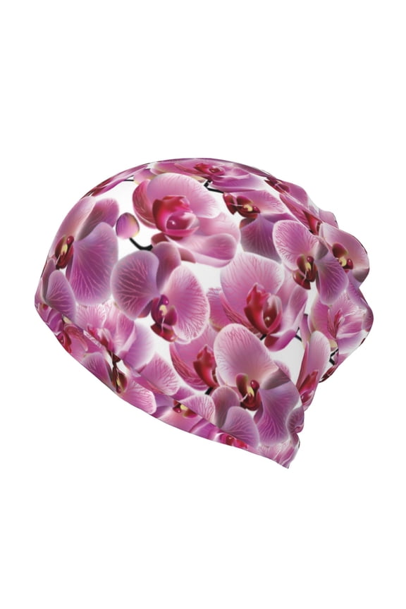 Orchids Flowers Slouchy Beanie Hat for Men/Women, Skull Cap Chemo Cap Night Sleeping Cap