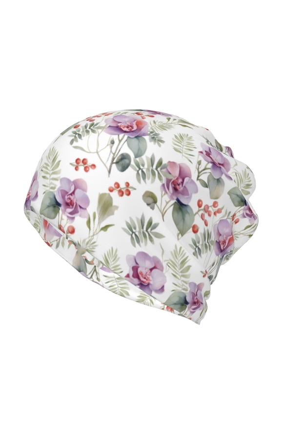 Orchids Flowers Slouchy Beanie Hat for Men/Women, Skull Cap Chemo Cap Night Sleeping Cap