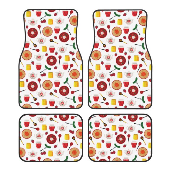 Vsdgher Oriental Cuisine Car Foot Mat Set of 4 Pieces Universal Floor Liner Car Accessories Fits Most Cars, Trucks, Vans, sedans, SUV