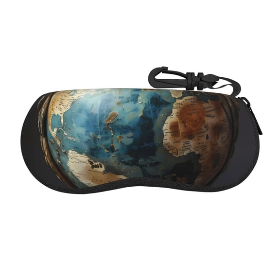 Vsdgher Owl Globe Sculpture Sunglasses Soft Case Neoprene Zipper Eyeglass Case, Zipper Portable Spectacle Cases for Men Women