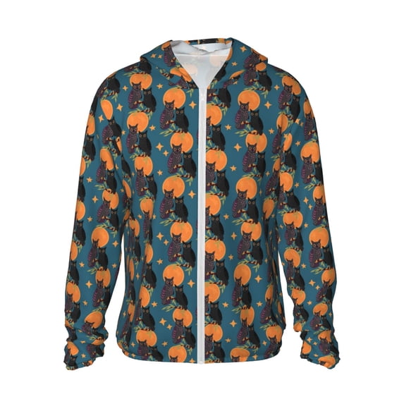 Vsdgher Owls In Cartoon Style Print Adult Hoodie Shirts Rash Guard for Men Women,Long Sleeve Sun Protection Fishing Shirts for Athletic Running Swim-3X-Large