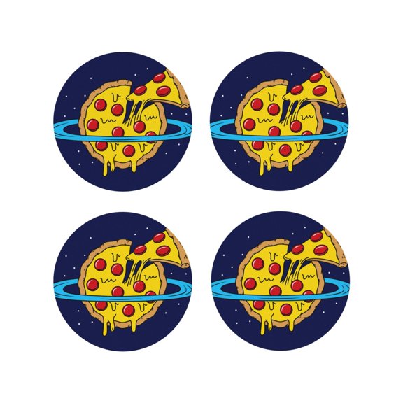 Vsdgher PLANETA EN FORMA DE PIZZA Leather Coasters for Drinks, Durable Drink Coasters 4 Set for Tabletop Protection, Luxurious Home Décor and Housewarming Gift-Round Shape