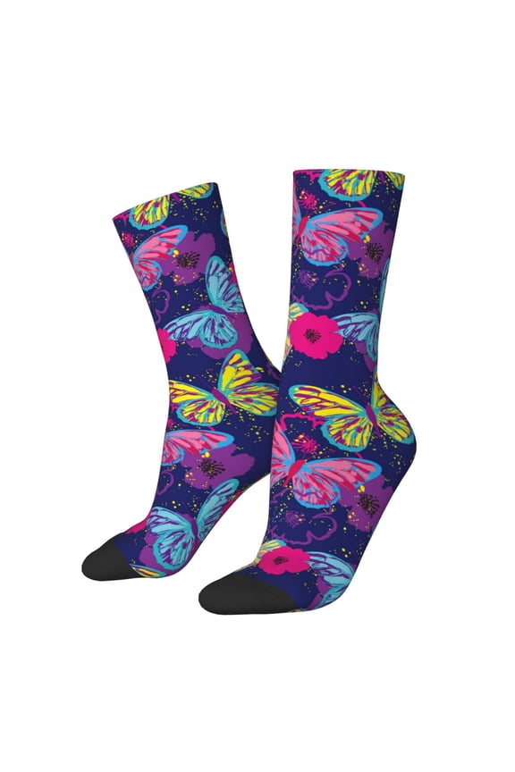 Paint Butterflies Crew Socks for Men & Women, Breathable Casual Athletic Ankle Socks