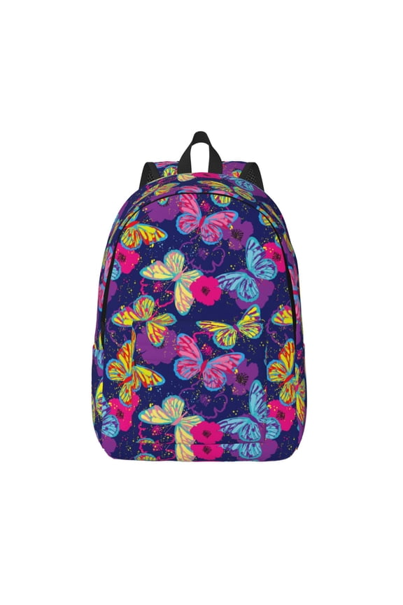 Paint Butterflies Print Canvas Backpack Travel Rucksack Unisex Knapsack 15.7/17.7Inch Laptop Backpack for Work,College -Medium