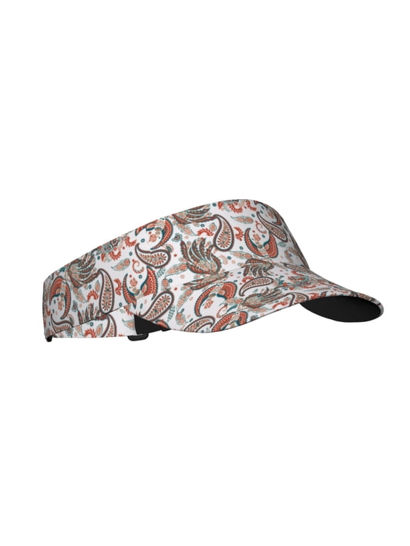 Paisley Floral Print Adult Sunscreen Visor Cap,1 Piece of Sport Sun Visor Hats Adjustable Sun Hat for Outdoor Activities Fits for Women and Men (One Size)