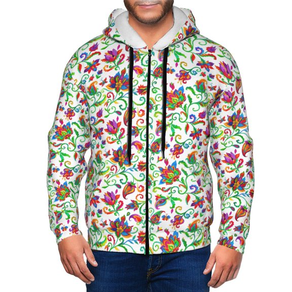 Vsdgher Paisley Mens Hoodies Zip Hoodie, Hoodies for Men, Zip-up Hooded Sweatshirt-XX-Large