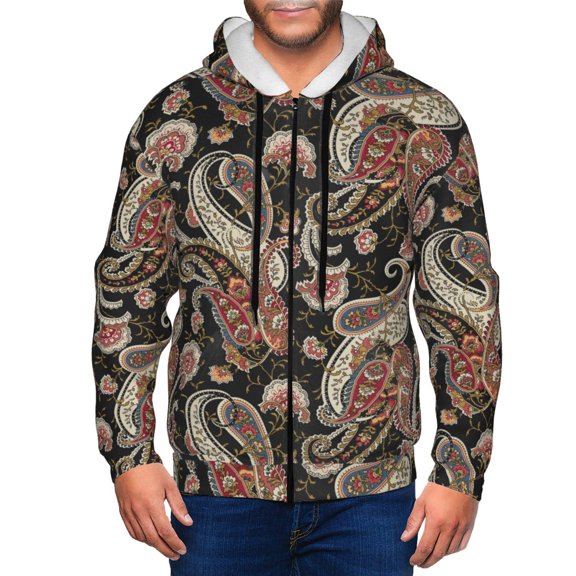 Vsdgher Paisley6 Mens Hoodies Zip Hoodie, Hoodies for Men, Zip-up Hooded Sweatshirt-X-Large