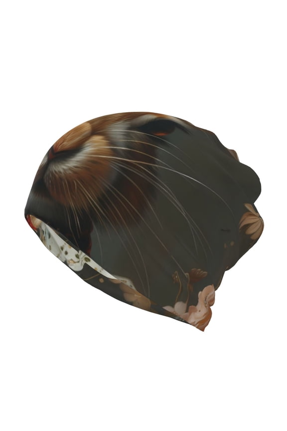 Palatial Style Flower Rabbit Slouchy Beanie Hat for Men/Women, Skull Cap Chemo Cap Night Sleeping Cap