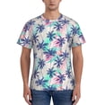 thumbnail image 1 of Vsdgher Palm Leaves Print Men's Dry Fit Mesh Athletic Shirts Moisture Wicking Tennis T-Shirt Tops, 1 of 9