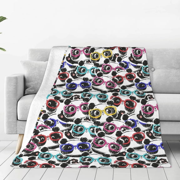 Vsdgher Panda And Glasses Ultra-Soft Micro flannel Blanket Throw Blankets for Couch Sofa, Bed (4 sizes)-40"x30"