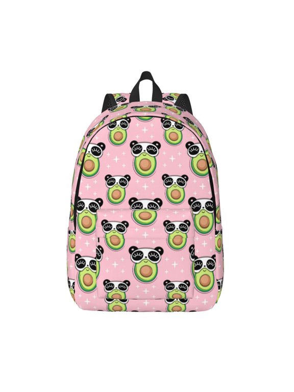 Panda Avocado Print Canvas Backpack Travel Rucksack Unisex Knapsack 15.7/17.7Inch Laptop Backpack for Work,College -Medium