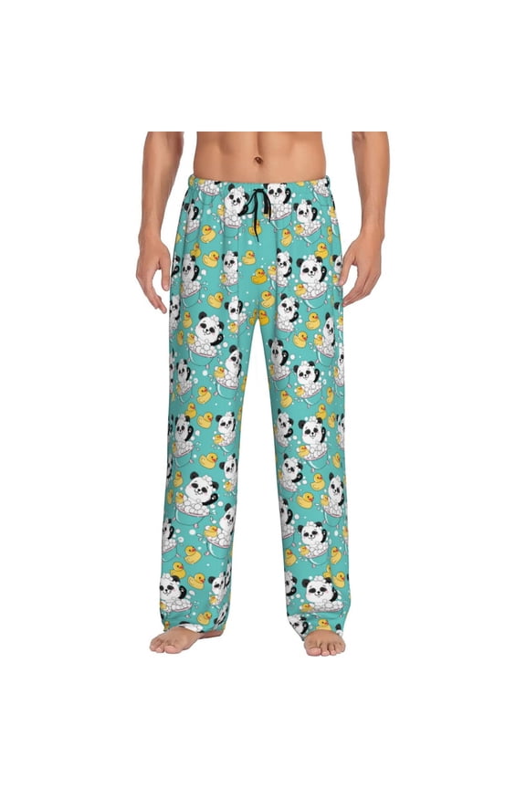 Panda Bathing In The Bath Mens Pajama Pants Sleep & Lounge Pants, PJ Pants-Small