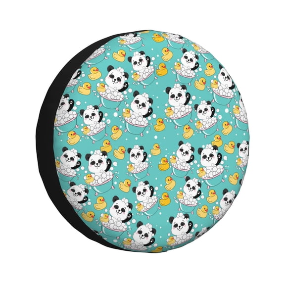 Vsdgher Panda Bathing In The Bath for Spare Tire Cover, Tire Wheel Protector Wheel Cover Fit for Truck,Trailer,RV,SUV,Camper and Most Vehicle-14 inch