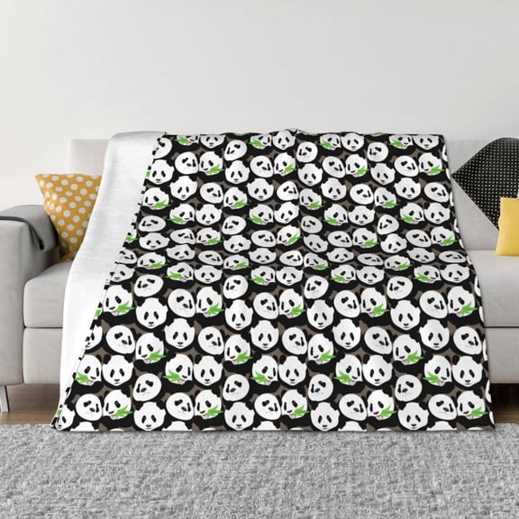 Vsdgher Panda Bear Pattern Fleece Throw Blanket, Horizontal Fleece Bedding Home Decor for Couch & Bed All Season Use -80"x60"