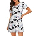 thumbnail image 1 of Vsdgher Panda Bear1 Pattern Womens Short Sleeve Sleepshirt Scoopneck Cute Nightdress Ruffle Comfy Nightgown, 1 of 6