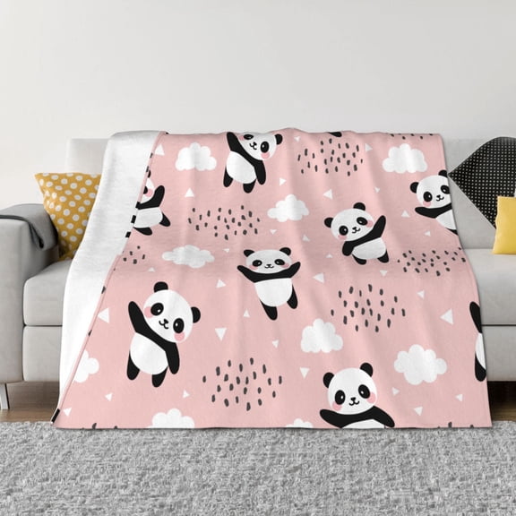 Vsdgher Panda Pattern Fleece Throw Blanket, Horizontal Fleece Bedding Home Decor for Couch & Bed All Season Use -40"x30"