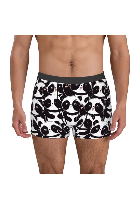 Panda Pattern Men's Boxer Brief Underwear,Soft Funny Underwear for Men-XX-Large