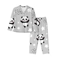 thumbnail image 1 of Vsdgher Pandas Pajamas Set Long Sleeve Sleepwear Womens Button Down Nightwear Pj Sets-Small, 1 of 7