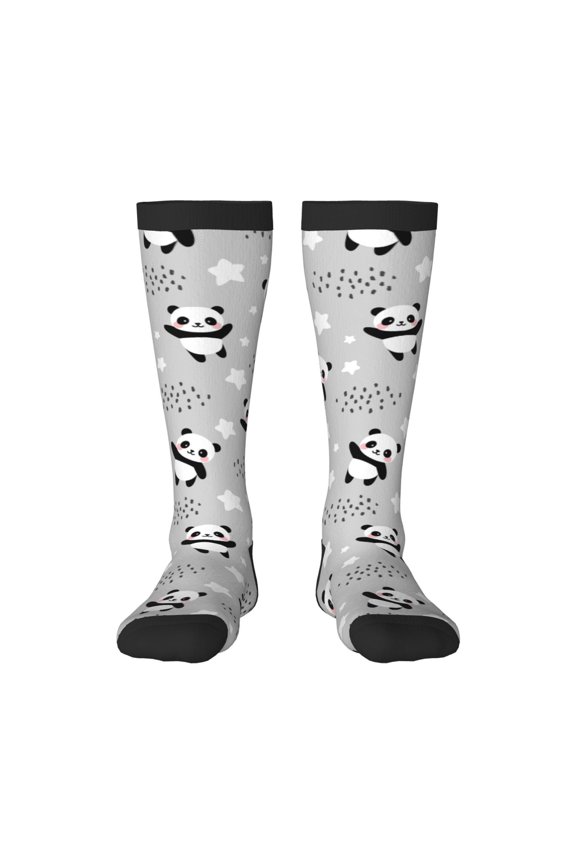 Pandas Print Thigh High Socks Extra Long Stretchy Sock Women Over Knee High Opaque Stocking Daily Wear