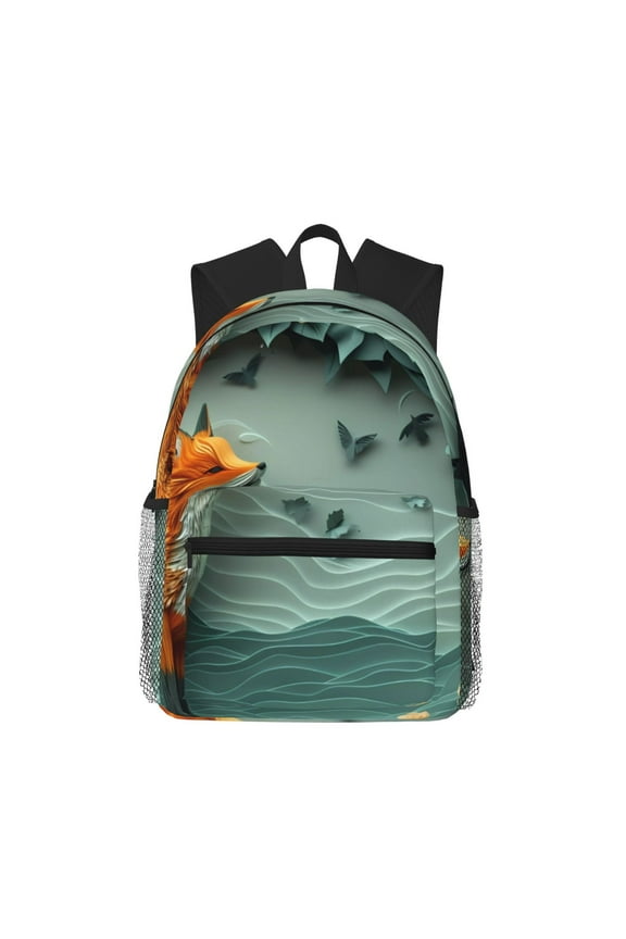 Paper Fox Crow Fantasy Unisex Large Capacity Bookbag, Schoolbag, Casual Daypack for High School, College, Teens, Travel, Work