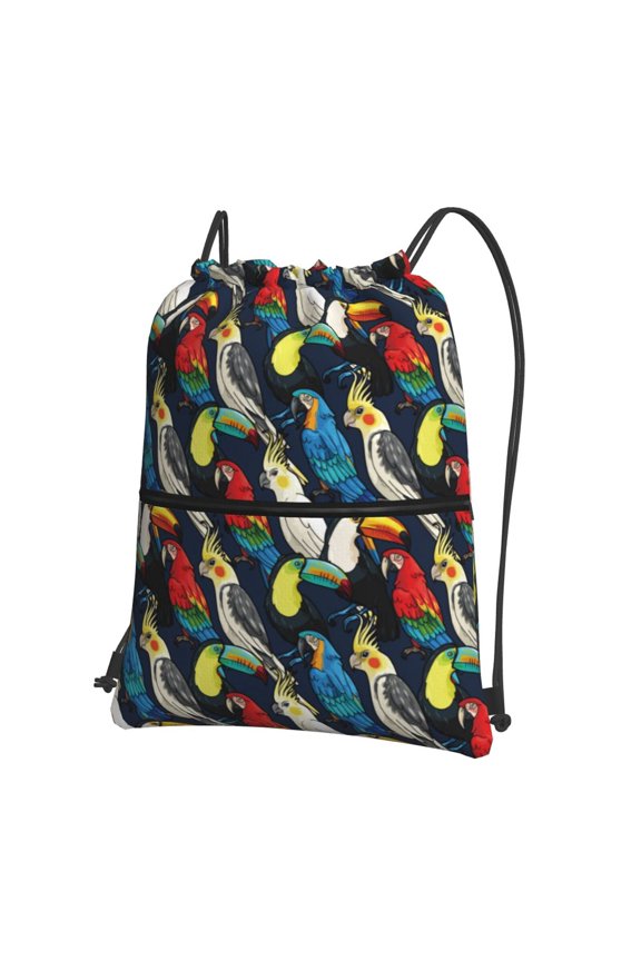 Parrot Drawstring Backpack Water Resistant String Bag Sports Sackpack Gym Sack for Men Women