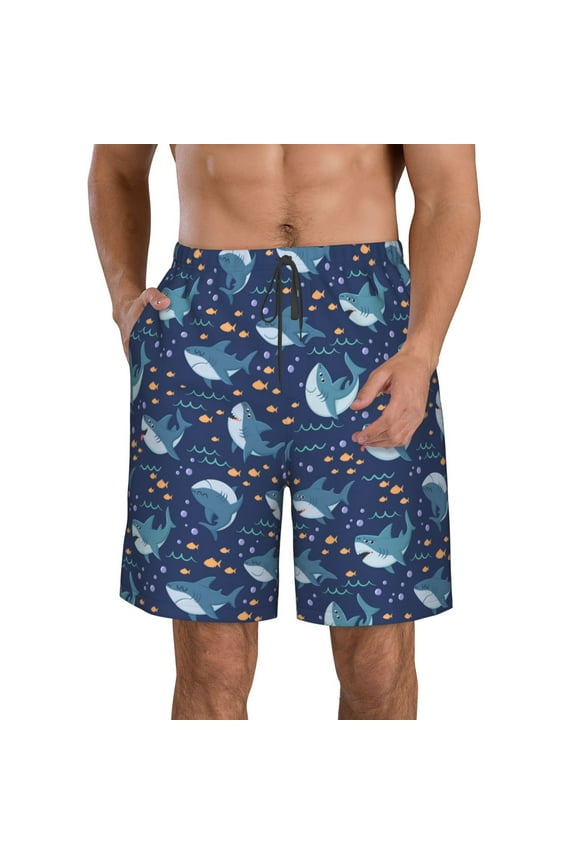 Party Shark Cut Men's Beach Shorts, Surfing shorts, Swim trunks, Quick Dry Swim Trunks for Surfing Beach Fun -X-Large