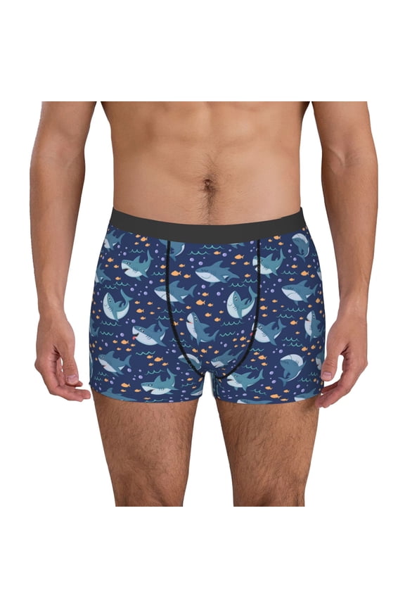Party Shark Cut Pattern Men's Boxer Brief Underwear,Soft Funny Underwear for Men-XX-Large
