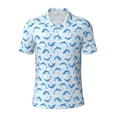 thumbnail image 1 of Vsdgher Party Shark Cute Print Men's Short Sleeve Stretch Polo Shirt, Moisture-Wicking Performance Polo Shirt, 1 of 8