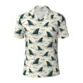 thumbnail image 1 of Vsdgher Party Shark Cute Print Men's Short Sleeve Stretch Polo Shirt, Moisture-Wicking Performance Polo Shirt, 1 of 8