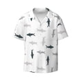 thumbnail image 1 of Vsdgher Party Shark Cute Print Men's Wrinkle Free Untucked Cuban Shirt Business Casual Button Down Shirts Short Sleeve Shirt, 1 of 7