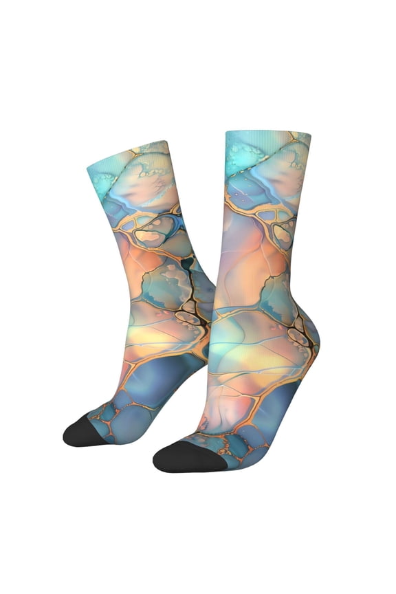 Pastel Abstract Fluid Art Crew Socks for Men & Women, Breathable Casual Athletic Ankle Socks