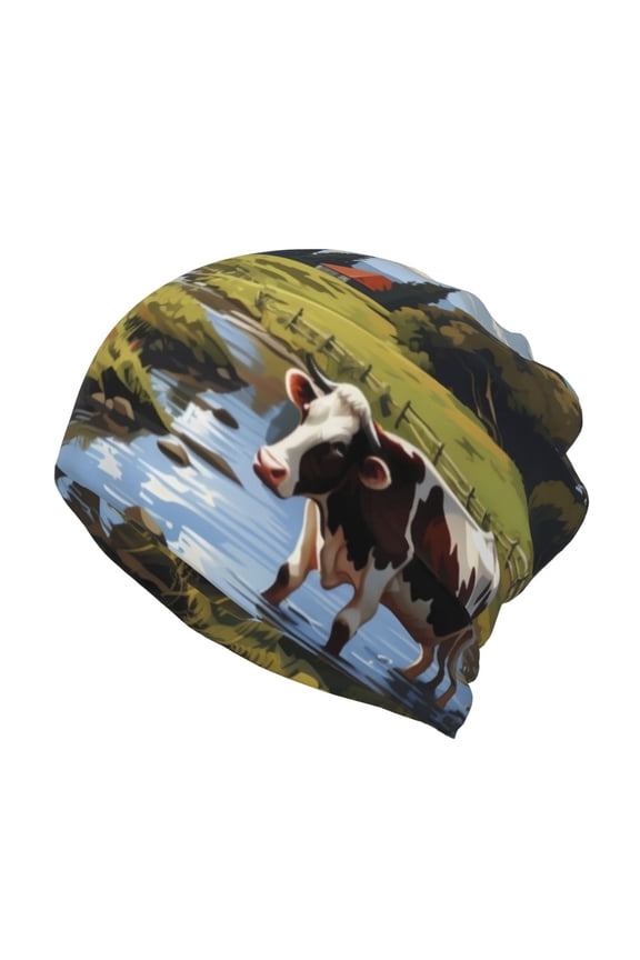 Pasture Cow A Slouchy Beanie Hat for Men/Women, Skull Cap Chemo Cap Night Sleeping Cap