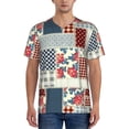 thumbnail image 1 of Vsdgher Patchwork In Country Style Mens T-Shirts Baseball Vintage Fashionable Lightweight Casual Crew Neck Slim Fit with Long Sleeves-Large, 1 of 7