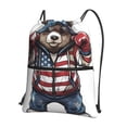 thumbnail image 1 of Vsdgher Patriotic Boxing Bear Art Drawstring Backpack Water Resistant String Bag Sports Sackpack Gym Sack for Men Women, 1 of 6