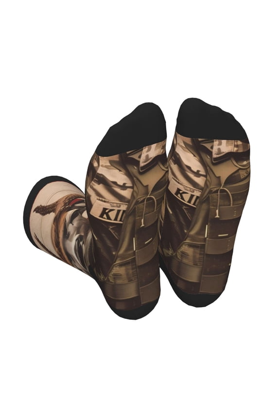 Patriotic Deer Soldier Salute Unisex Crew Socks Lightweight Breathable Ventilation Ankle Socks, Mid-calf socks for Daily