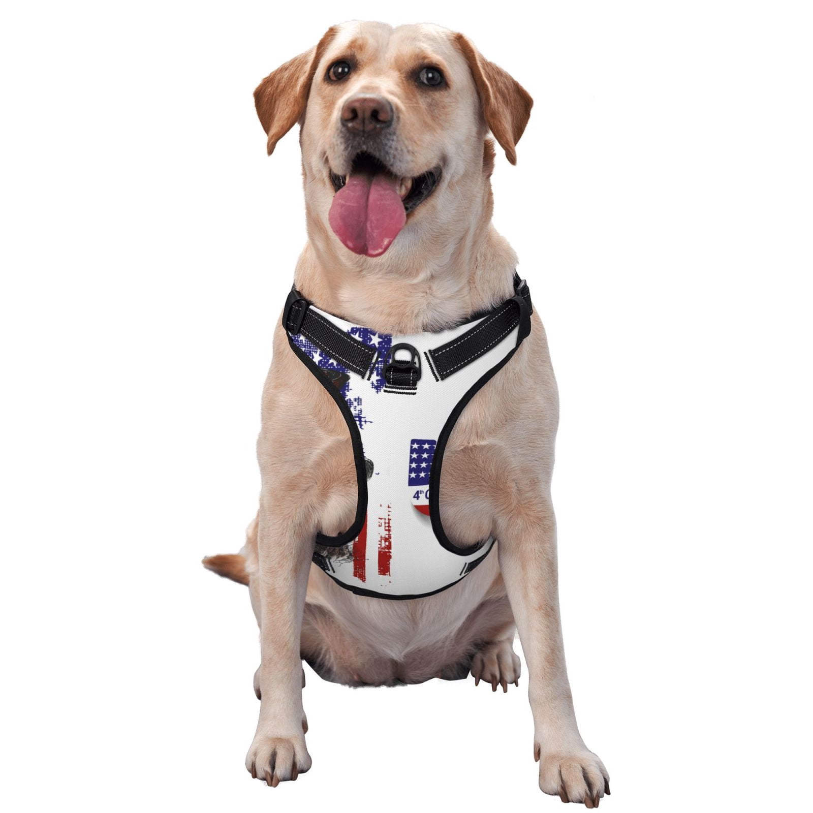 Vsdgher Patriotic Skull Art Dog Harness, No-Pull Pet Harness, Dog Vest, Pet Vest for Small to Large Dogs-Small