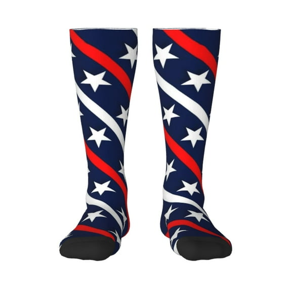 Vsdgher Patriotic Star Print Thigh High Socks Extra Long Stretchy Sock Women Over Knee High Opaque Stocking Daily Wear
