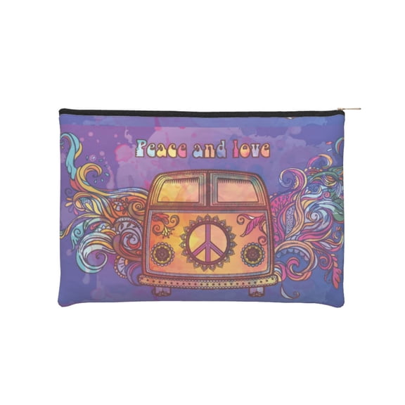 Vsdgher Peace And Love DuPont paper portable toiletry bag for Women&Men Camping Outdoor Tent Home Office,Hanging Hook, Water-resistant Makeup Cosmetic Bag