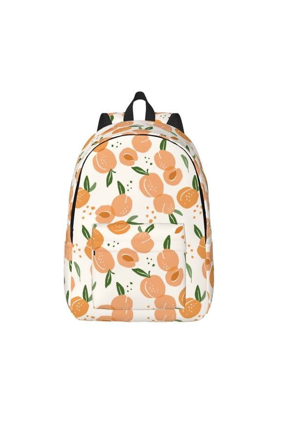 Peaches Print Canvas Backpack Travel Rucksack Unisex Knapsack 15.7/17.7Inch Laptop Backpack for Work,College -Small