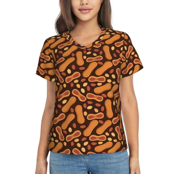 Vsdgher Peanuts2 Women Shirts V Neck Short Sleeve Tops T-Shirt Basic Tees, S to 3XL3X-Large