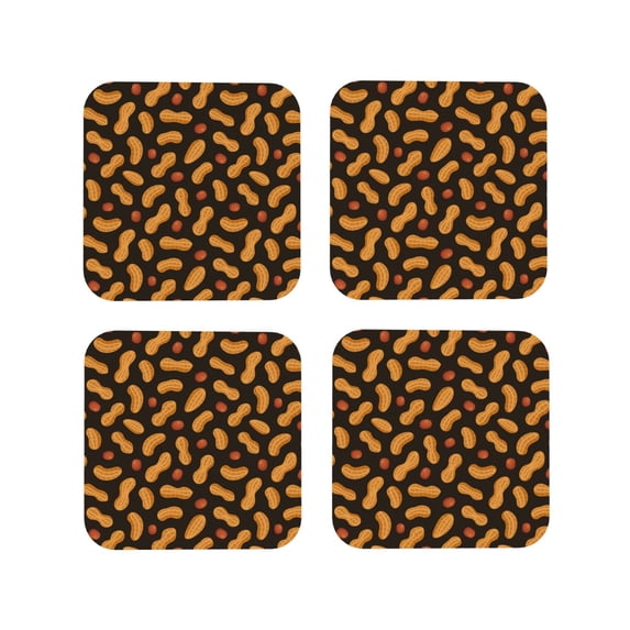 Vsdgher Peanuts5 Leather Coasters for Drinks, Durable Drink Coasters 4 Set for Tabletop Protection, Luxurious Home Décor and Housewarming Gift ( {designName})Square